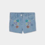 Denim shorts knit for girl -BCI - bleach