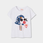 Knit t-Shirt for girl -BCI - white
