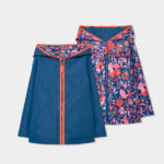 Reversible parka floral for girl - ocean