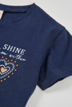 Knit t-Shirt flame for girl -BCI - navy - Image 3