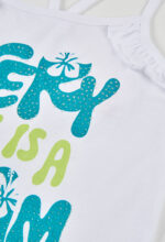Knit t-Shirt suspenders for girl -BCI - white - Image 3