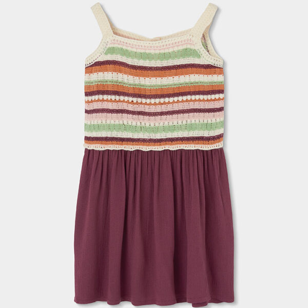 Knitwear dress combined for girl - plum
