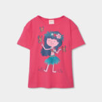 Knit t-Shirt printed for girl -BCI - magenta