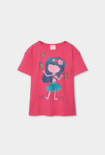 Knit t-Shirt printed for girl -BCI - magenta