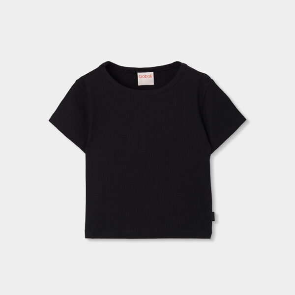Knit t-Shirt for girl -BCI - black