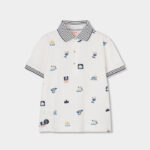 Pique polo for boy -BCI - off white