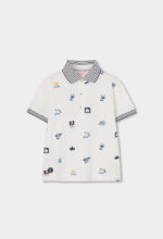 Pique polo for boy -BCI - off white