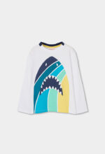 Knit t-Shirt long sleeves for boy -BCI - white