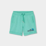 Fleece bermuda shorts flame for boy -BCI - jade