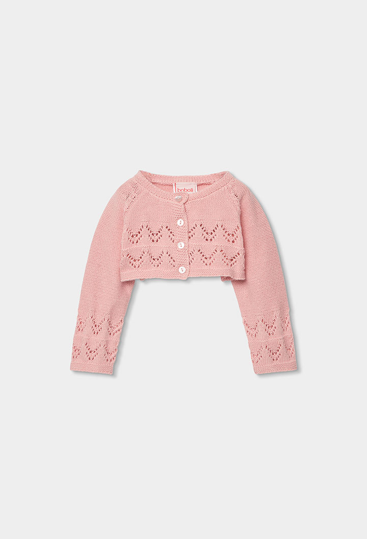 7030663953_a.jpg Knitwear bolero for baby girl -BCI - peach - Image 1