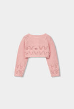 Knitwear bolero for baby girl -BCI - peach - Image 2