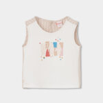 Shirt linen combined for girl -BCI - off white