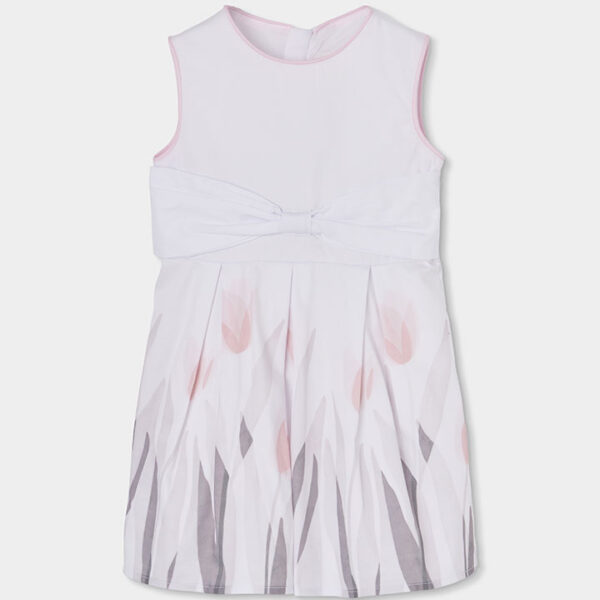 Satin sleevless dress for girl -BCI - white