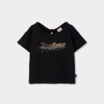 Stretch knit t-Shirt for girl -BCI - black